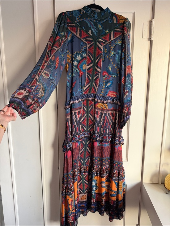 FARM Rio Dresses & Skirts - FARM Rio Blue Multi-Print Long Sleeve Maxi Dress
